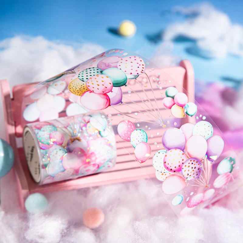 ステッカー ユニセックス 手帳 日記 デコレーション 気球 空飛ぶ モチーフ 光沢 カラフル デザイン シーン 装飾 テープ 貼画 アクセサリー