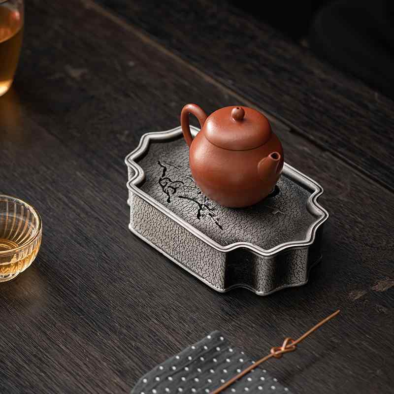 茶台 蓄水トレイ 壺受け 杯受け 養壺台 干泡台 建水托盤 合金 レトロ 日本風 茶器アクセサリー 卓上小..