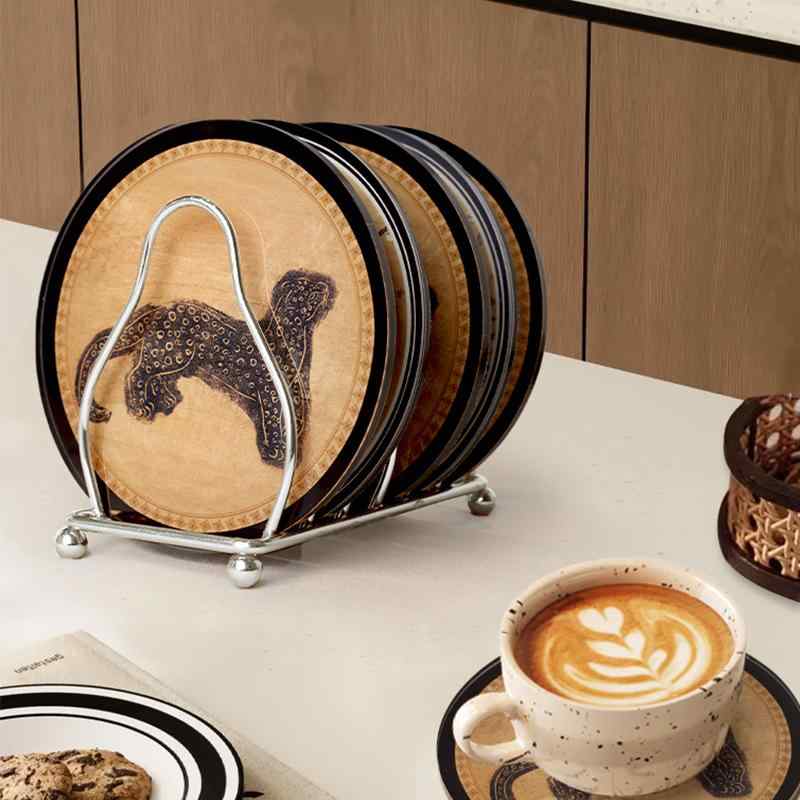 コースター レトロ アクリル 防滑 断熱 丸型 オフィス ダイニングテーブル デスクトップ デコレーショ..