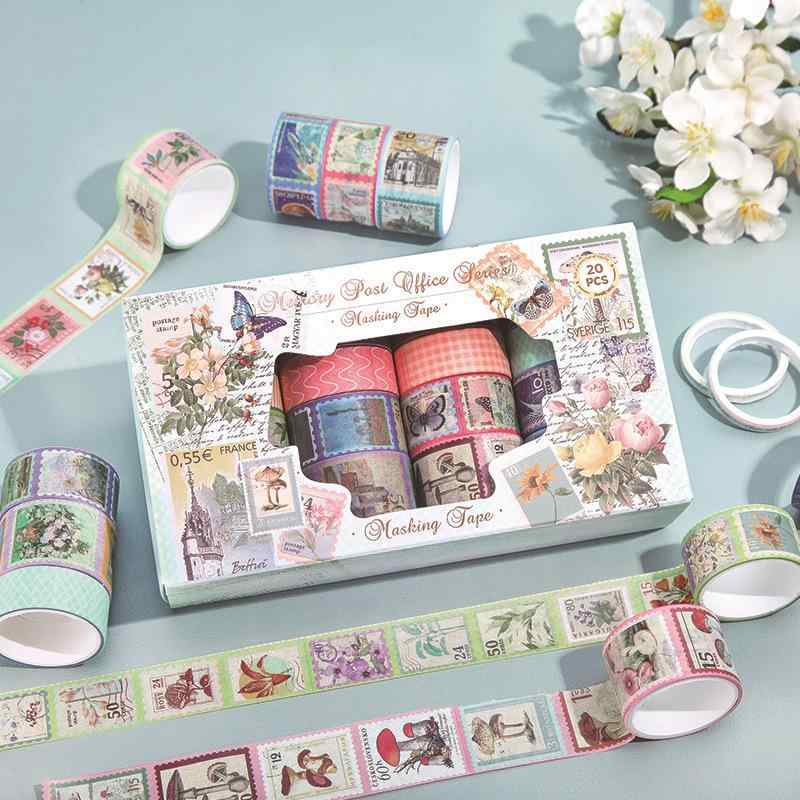和紙テープ キッズ 女の子 かわいい ユニコーン 動物 アート イラスト 手帳 ノート DIY クラフト ハンドメイド デコレーション 装飾 ステーショナリー 20巻 箱入り セット