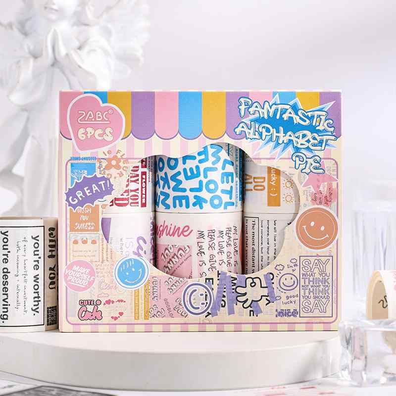 手帳ステッカー 紙テープ セット ファンタジーアルファベット 英文景観 DIY 日記装飾 文房具 装飾シー..