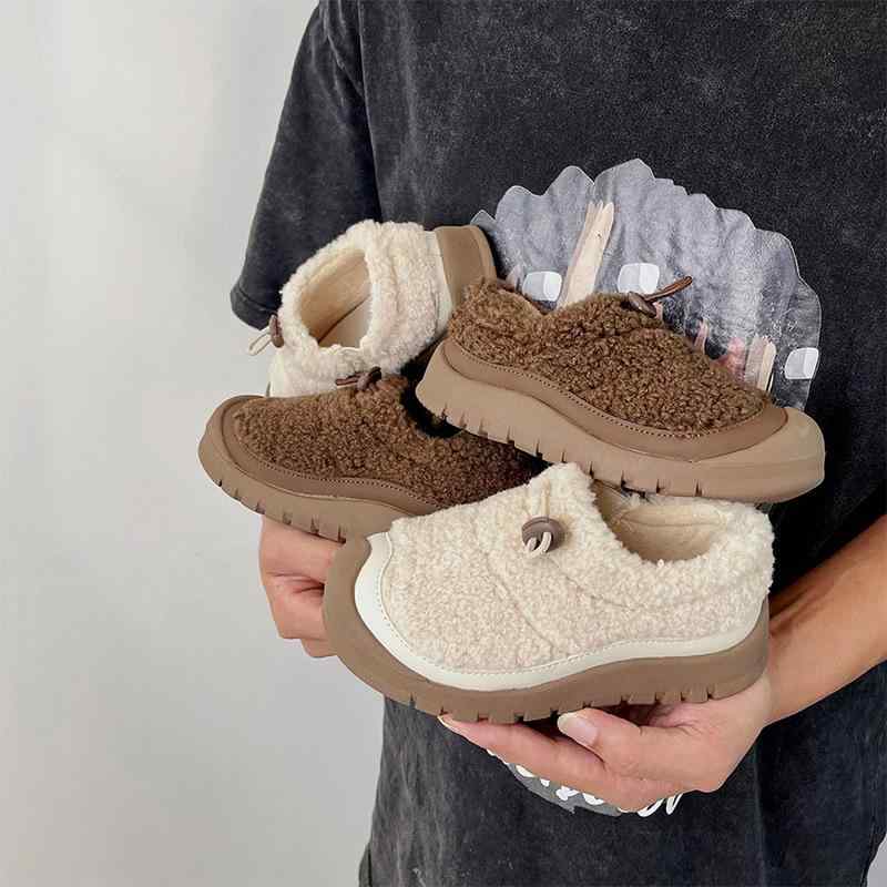 キッズ 秋冬 羊毛 綿 スリッポン シューズ 暖か カジュアル 子供靴 ファー 室内履き 軽量 男女兼用 保..