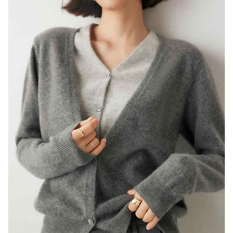 ニットカーディガン レディース Vネック ツートンカラー フェイクツーピース 切り替え デザイン 秋冬 ..