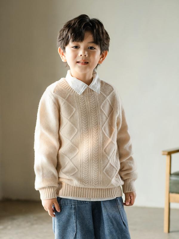 セーター キッズ 男女兼用 厚手 ウール クルーネック 無地 プルオーバー 秋冬 ニット 保温 暖か ベースレイヤー 日常使い 学校 通学 部屋着 インナー レイヤード