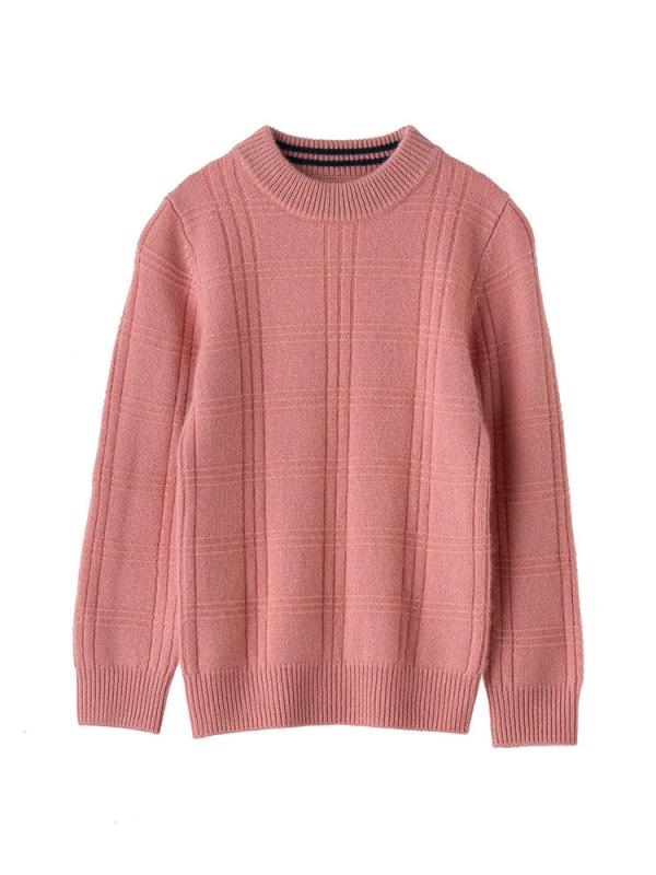 秋冬 キッズ 男女兼用 チェック柄 ケーブル編み カシミヤセーター ハーフハイネック 厚手 インナー ニ..