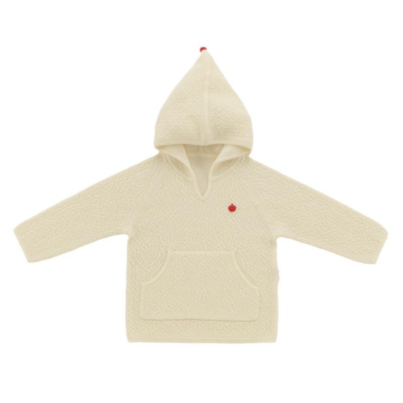 秋冬 キッズ ベビー フード付き 長袖 ニットセーター アップルポケット かわいい スウェット 毛織り ト..