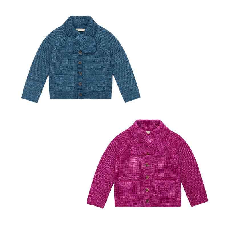 カーディガン キッズ 女児 ドラゴンフルーツ柄 ボウタイリボン ポケット 長袖 秋冬 カラコットン 綿 ニ..