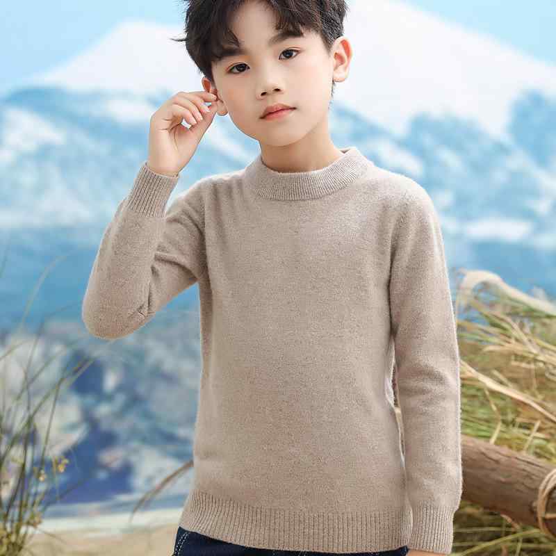 キッズ セーター 男女兼用 秋冬 ハーフハイネック プルオーバー 薄手 100%ウール ブラック ベースレイヤー インナー ニット トップス 子供服 暖か 吸湿 速乾