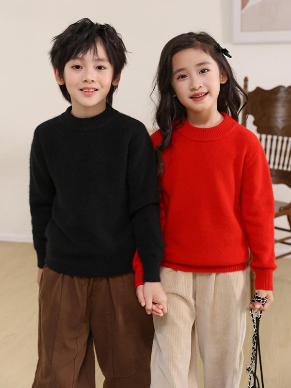 ・適用性別: ユニセックス・素材加工: 起毛、柔軟・スタイル: シンプル・年齢層: 中大児(8歳以上、140cm以上)・適合季節: 冬、春、秋・厚み: 加厚・袖丈: 長袖・閉合方式: プルオーバー・柄: 無地・フード: なし・要素: 可愛い、イングリッシュ、ストリート、キャンディ、アメリカン・上市年份季節: 2024年秋季・毛線粗细: 粗い毛糸・襟型: ハーフタートルネック・色: オレンジ、ピンク、グリーン、ブラック、カーキ、ライトグレー、ライトブルー、ダークグレー、ネイビー、スカイブルー、ヘイジーブルー、アイスブルー、レッド、パープルベージュ・身長: 100cm、110cm、120cm、130cm、140cm、150cm、160cm・素材: 羊毛100%