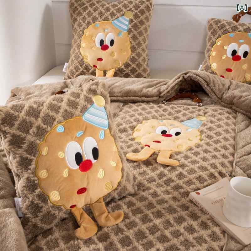 くらしのセロネの抱き枕 毛布 二合一 カートゥーン クッキー柄 加厚 プラッシュ素材 オフィス 昼寝 ブランケット かわいい デザイン ユニセックス リラックス グッズ｜アングル2