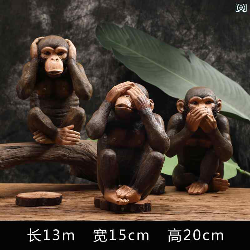動物置物 復古オランウータン アメリカンスタイル クリエイティブフィギュア 北欧風インテリア オフィスデスク飾り リビングワインキャビネット ホームディスプレイ雑貨