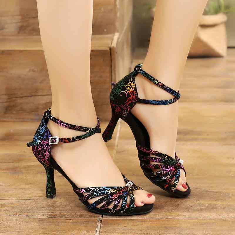 ラテンダンスシューズ レディース 室内用 ソフトソール ハイヒール 中ヒール 成人 国標 チャチャ ダンスシューズ 女性用 拉丁舞 足裏クッション スタンダード