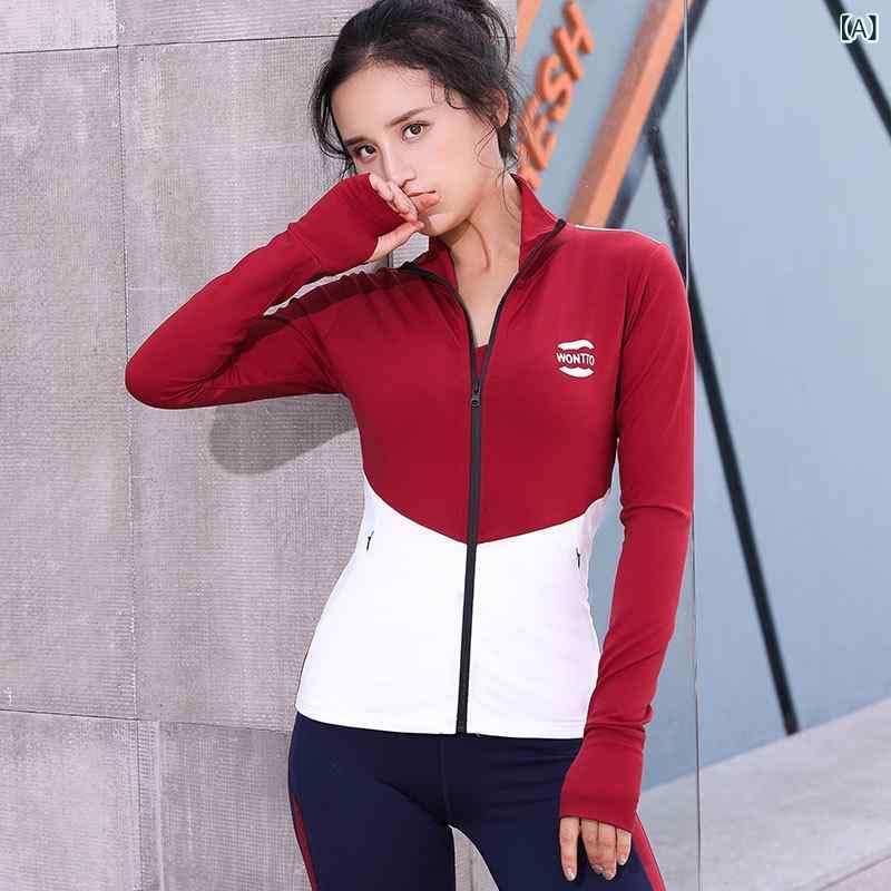 ヨガウェア レディース 秋冬 長袖 タイトトップス 色合わせ ジム ランニング トレーニング ヨガ フィットネス スポーツ 軽量 吸湿速乾 通気性 ストレッチ 快適 伸縮