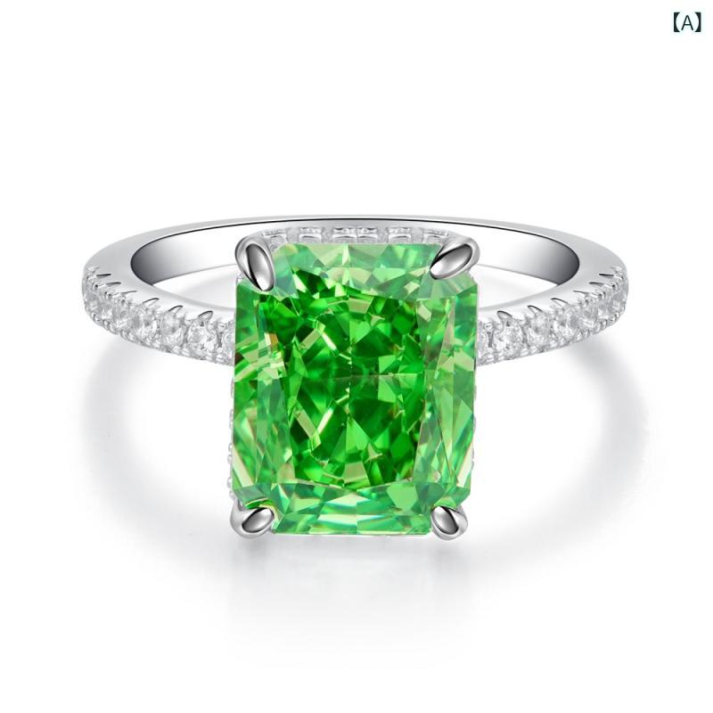 指輪 レディース 純銀 カラー宝石 ラディアントカット アイスフラワー 輝き 華やか 日常使い ジュエリ..