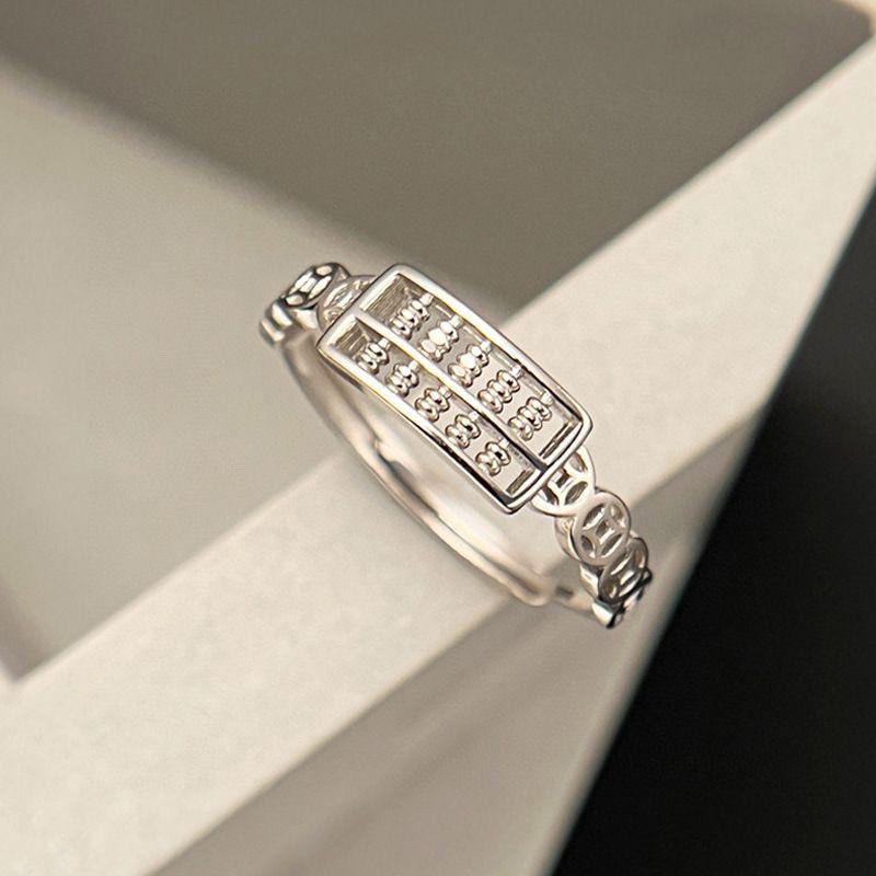 指輪 男女兼用 純銀 シルバー 算盤 金貨 モチーフ ラッキーアイテム 幸運 デザイン アクセサリー ファ..