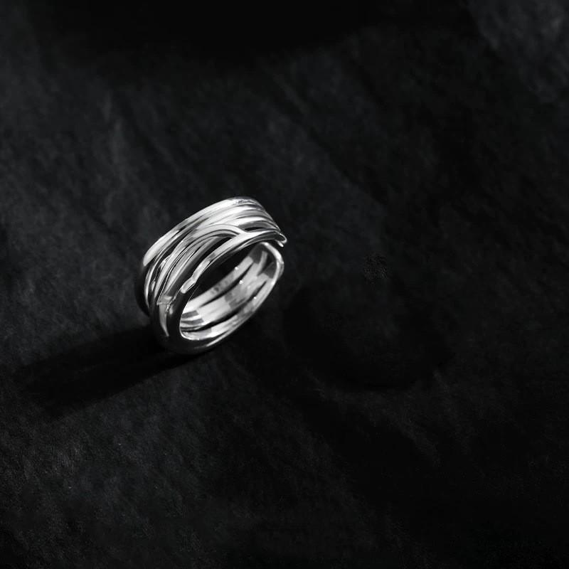 指輪 レディース 多層交差 S925純銀 シンプル ファッション デザイン 小衆 モダン レイヤード クロス ..