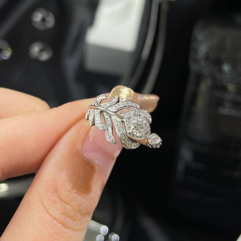 指輪 純銀 ジルコニア 雀の羽根 木の葉 羽根モチーフ 高級感 軽奢 デザイン アクセサリー 女性向け 日..