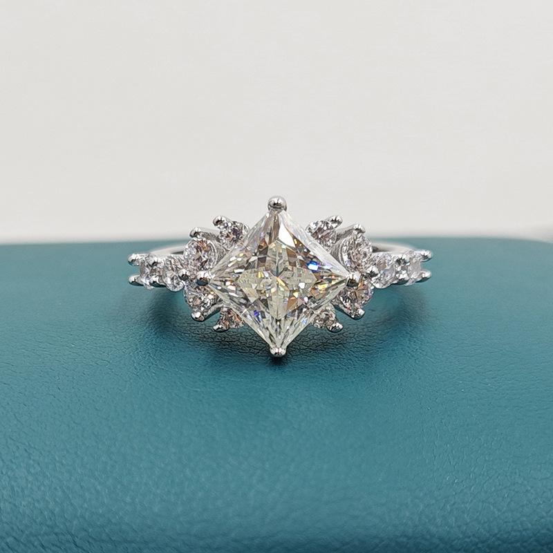 指輪 レディース 925シルバー ジルコニア 2カラット プリンセスカット 7mm 星モチーフ 欧米風 高級感 ..