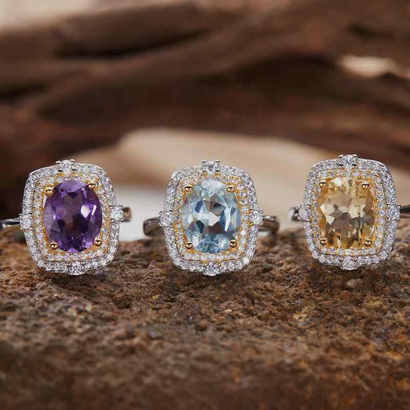 指輪 レディース 人差し指用 純銀 18K金 天然宝石 天然石 高級感 軽奢 エネルギー ジュエリー アクセサ..