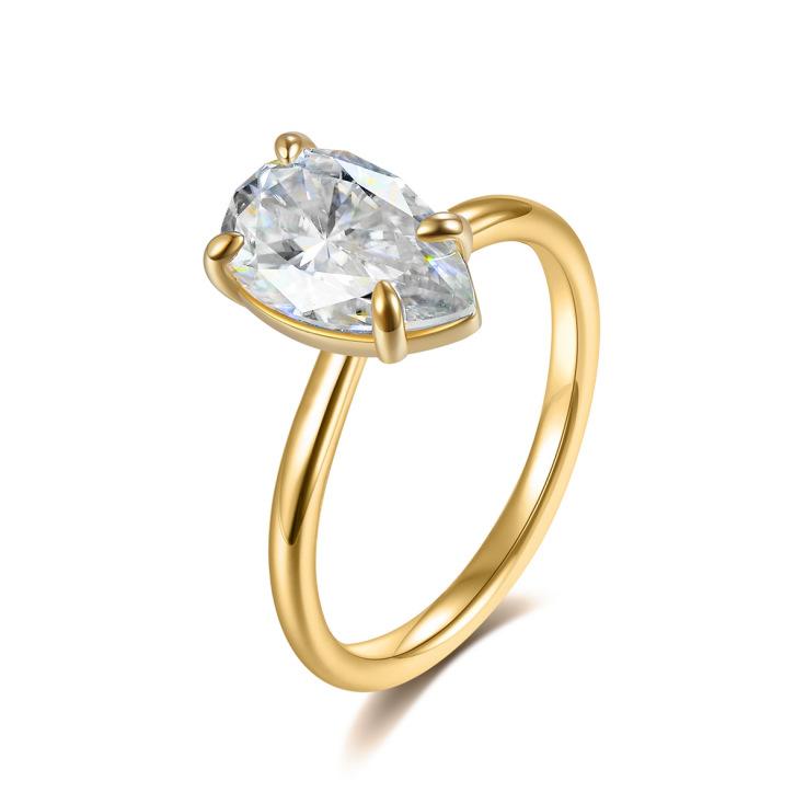 指輪 男女兼用 925シルバー 梨形 ジルコニア シングルストーン ファッション トレンド 個性派 スタイリ..