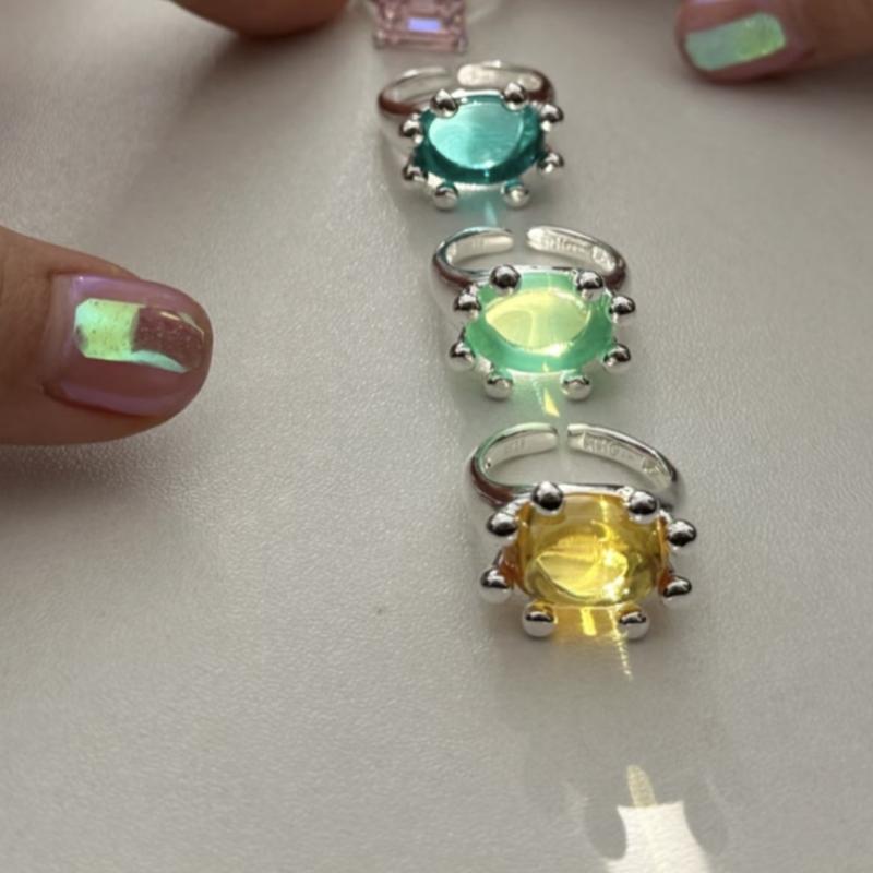 指輪 レディース 韓国風 かわいい 925純銀 小カニ モチーフ 琉璃 開口 アジャスタブル ユニーク デザイ..