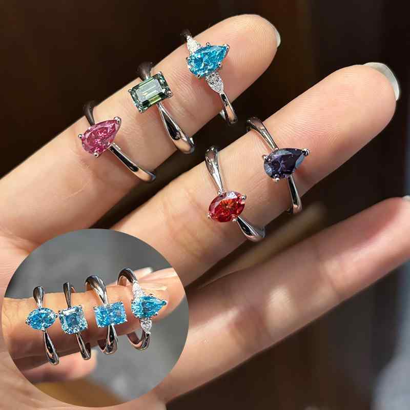 指輪 レディース 梨型 楕円形 アッシャーカット モアッサナイト 1g 異形 シンプル 軽奢 高級感 925シル..