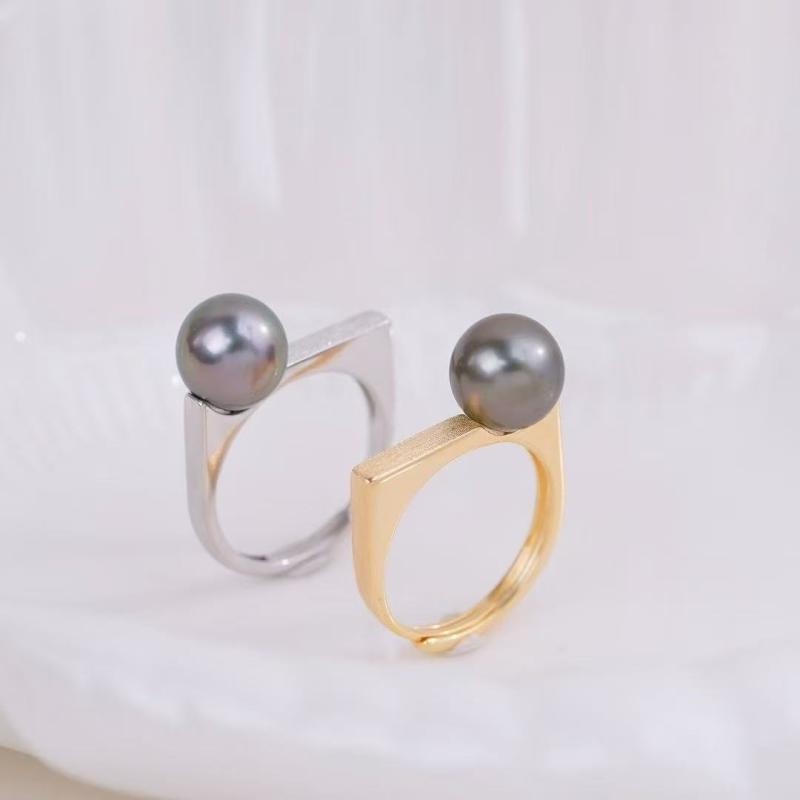 指輪 レディース S925シルバー パール セット DIY アクセサリー ファッション ジュエリー 9-10mm 真珠 ..