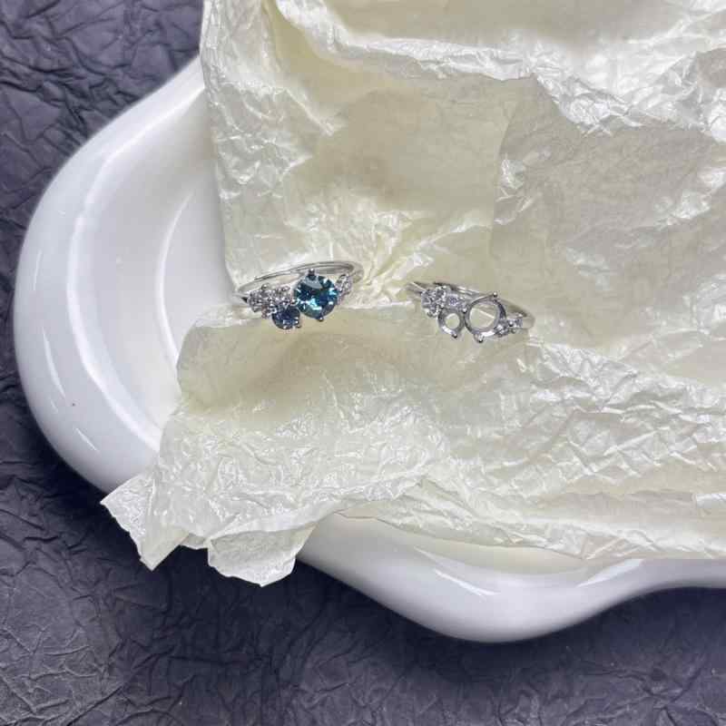 指輪 レディース 925純銀 かわいい 夢幻 デザイン 丸型 ベゼル 6mm 4mm 高級感 ユニーク シルバー アク..