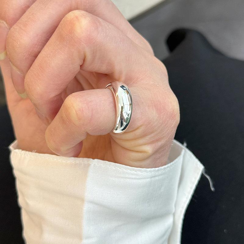 指輪 レディース 925純銀 光面 弧形 尾戒 開口 シンプル 重厚 個性 冷淡風 気質 デザイン 女性 シルバ..