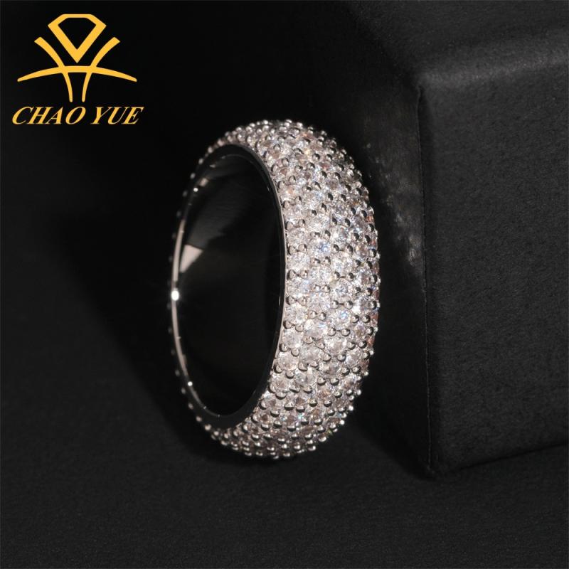 指輪 男女兼用 トレンド ファッション アクセサリー 銅 白ジルコニア 酸化処理 円環 リング 五列石 デ..