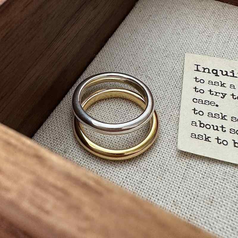 指輪 レディース 925シルバー 韓国風 シンプル プレーン デザイン スタック リング ニッチ 素圈 アクセ..