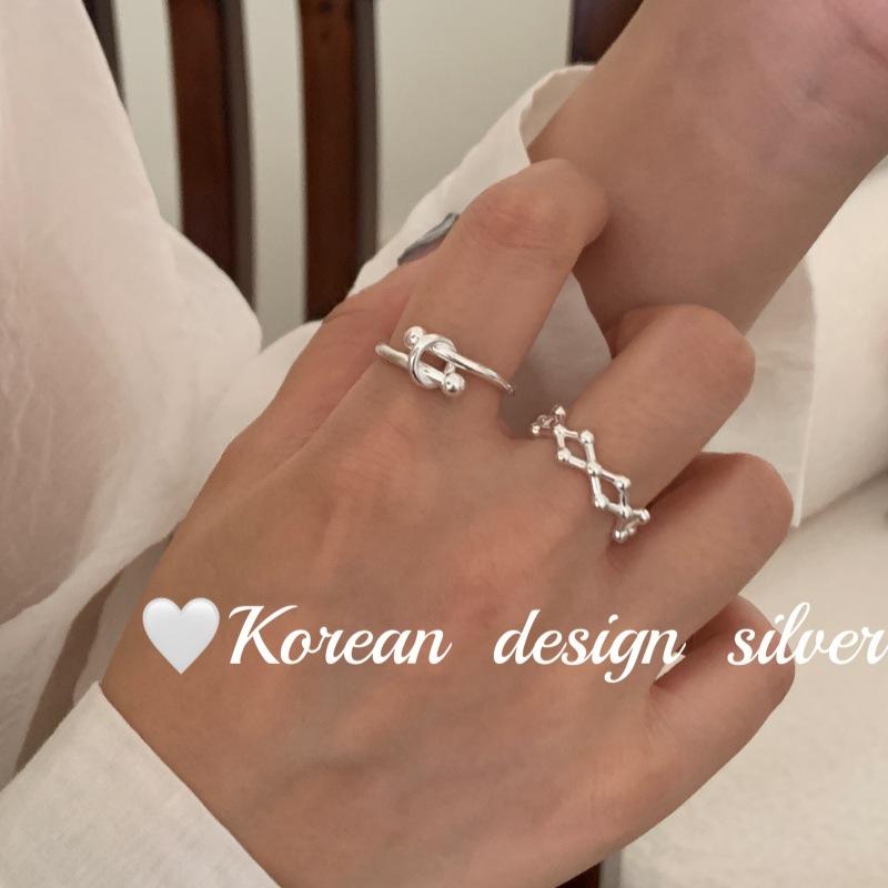 レディース 指輪 925シルバー ビーズ 開閉式 アジャスター シンプル 韓国風 INS風 重ね付け 高級感 ア..