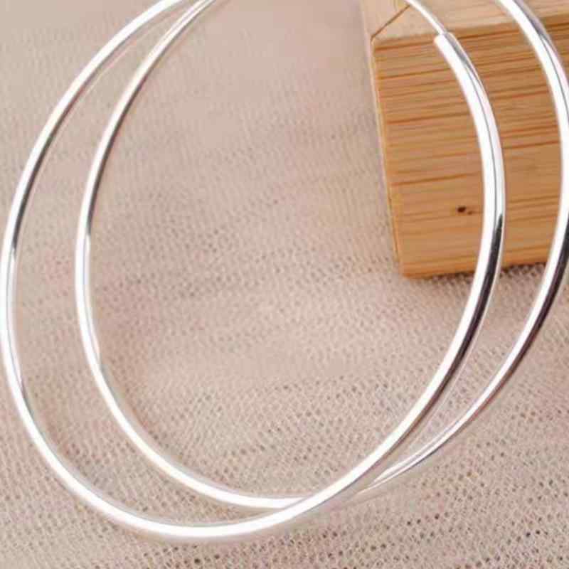 イヤリング レディース 純銀 光沢 シンプル 輪型 大型 フープ ドロップ 個性 気質 スリム効果 ボリュー..