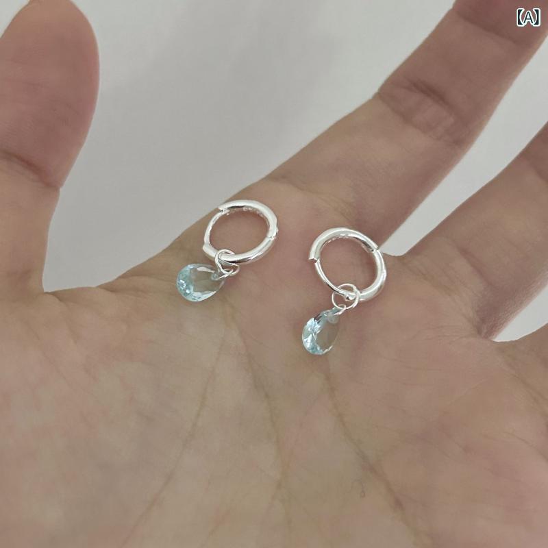 くらしのセロネのイヤーカフ レディース 925シルバー ミントブルー ジルコニア 水滴型 かわいい シンプル 清新 清涼感 耳飾り テアリング アクセサリー 女性用 ファッション 日常使い 軽量 洗練 モダン ジュエリー ギフト 華やか 繊細 デザイン トレンド スタイ｜アングル2