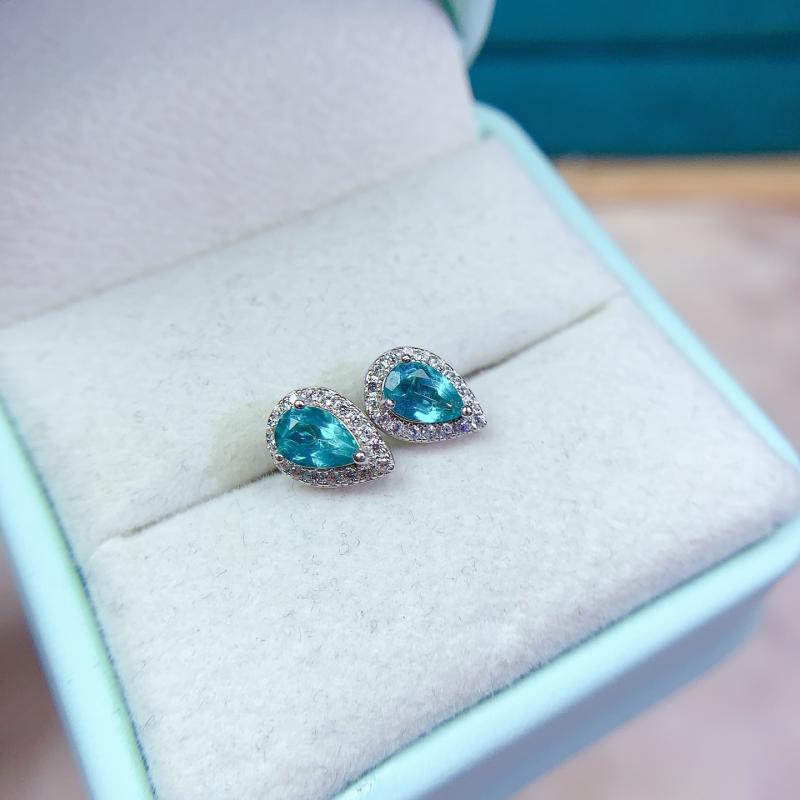 レディース ピアス パライバトパーズ 925シルバー コーティング加工 精工仕上げ 空枠セッティング 4x6m..