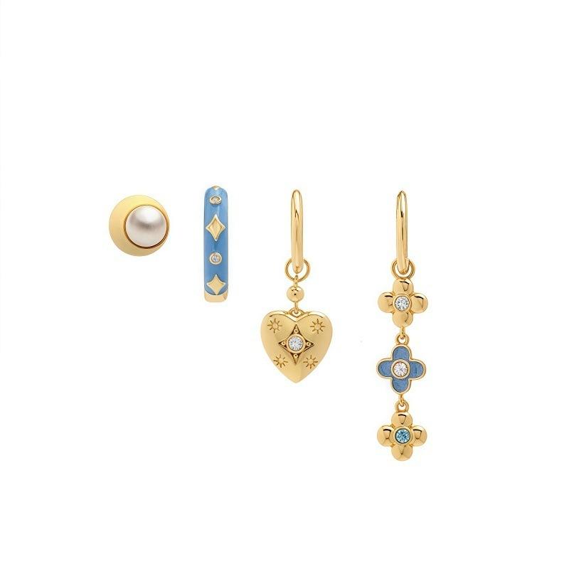 Rakuten - レディース イヤリング セット シンプル スタッド イヤーカフ コーディネート アクセサリー ジュエリー ピアス 女性用 日常使い ギフト モダン デザイン 多種 組み合わせ
