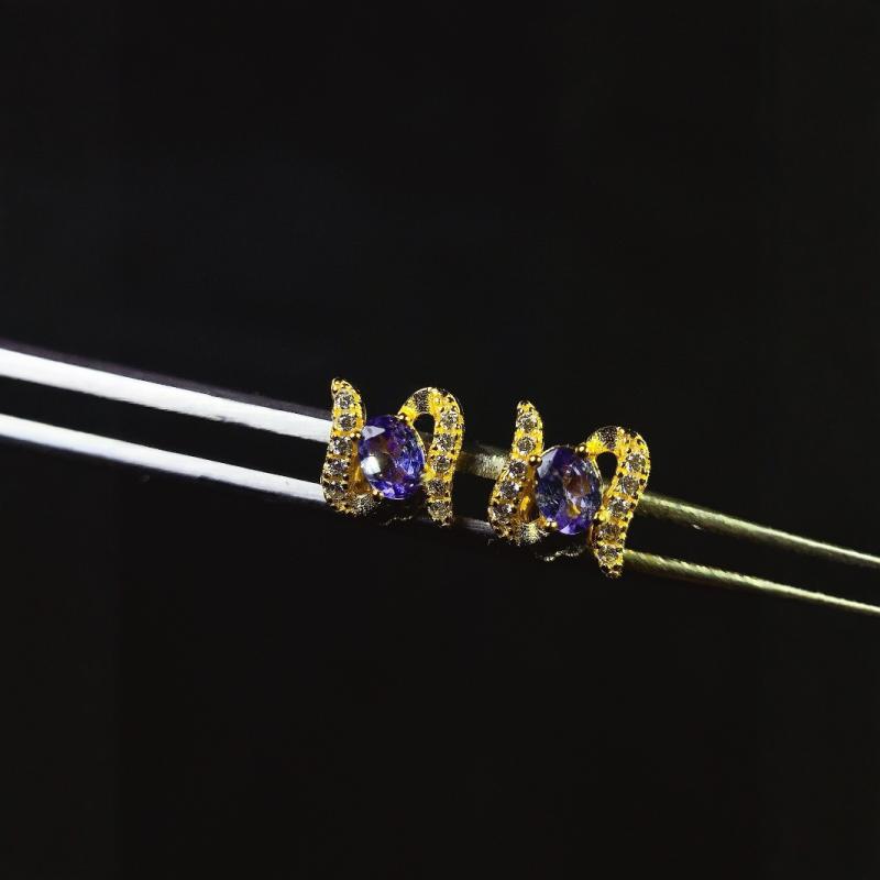 スタッドピアス レディース 天然タンザナイト 925スターリングシルバー 精工オープンバックセッティング 3mm×4mm オーバル 宝石 アクセサリー 高級感 ファッション