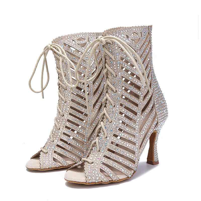 ダンスシューズ ジャズシューズ ハイヒール 紐付き 切り抜き ジルコニア ポールダンス 室内短ブーツ 春夏 レディース 軽量 吸湿速乾 通勤 通学 アウトドア 綿 デニム ブラック ピンク系