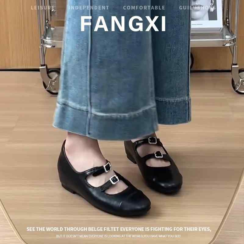 レディース フラットシューズ メアリージェーン バレエシューズ スクエアトゥ インソール ストラップ ローカット フレンチスタイル 合成レザー カジュアル 通勤