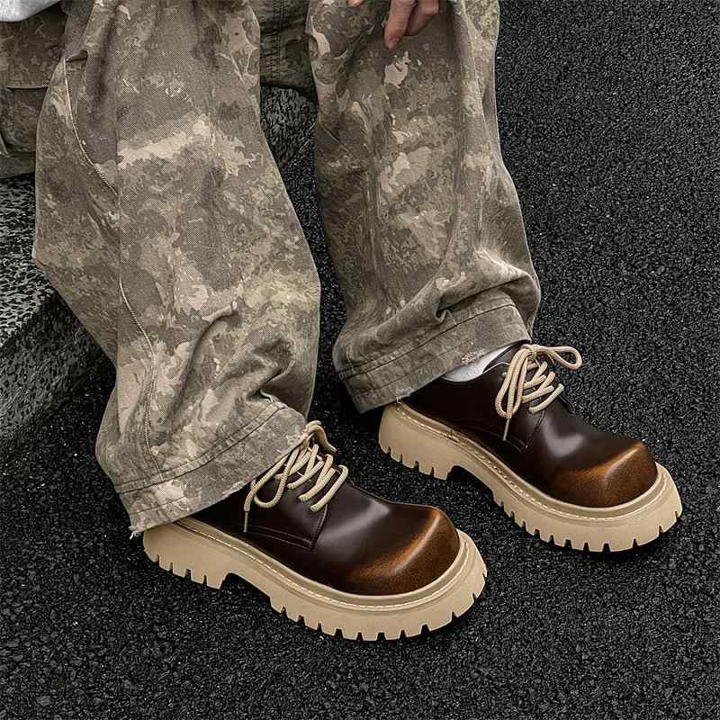 秋冬 レディース 厚底 ローカット レトロ デビーシューズ ラウンドトゥ 紐 カジュアル 革靴 吸湿速乾 軽量 再生繊維 ブラック ピンク系 通勤 通学 アウトドア