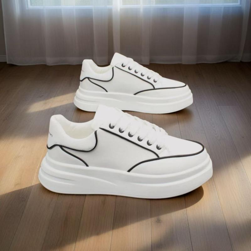 秋冬 メンズ 厚底スニーカー 白 インソール増高 プラットフォーム カジュアル トレンド 万能 カップルシューズ 軽量 吸湿速乾