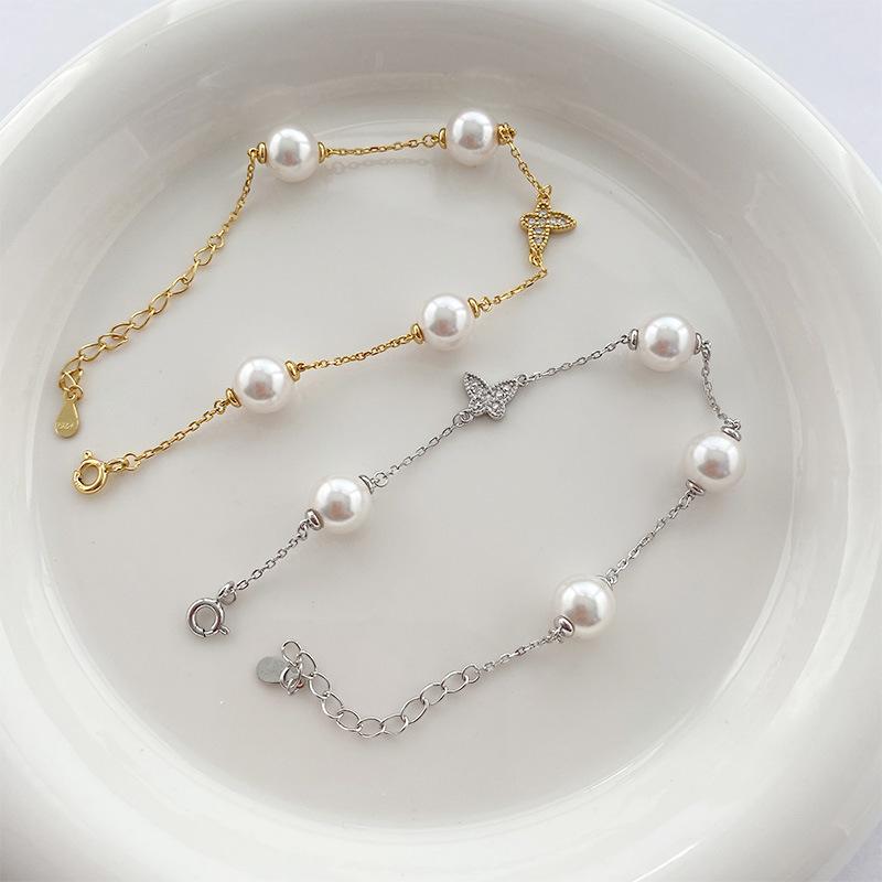 パールブレスレット レディース 925シルバー 真珠チェーン シンプル 上品 高級感 満天星 デザイン 女性アクセサリー 日常使い 気質 款