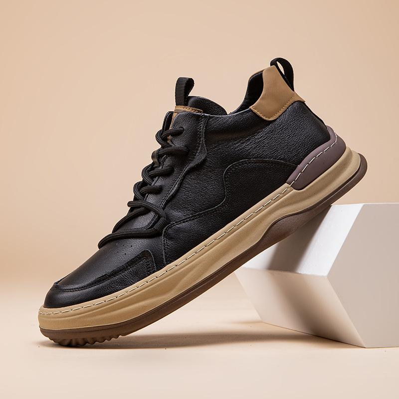 メンズ ハイカットスニーカー 秋冬 本革 厚底 暖か スポーツ カジュアル 日常履き 軽量 吸湿速乾