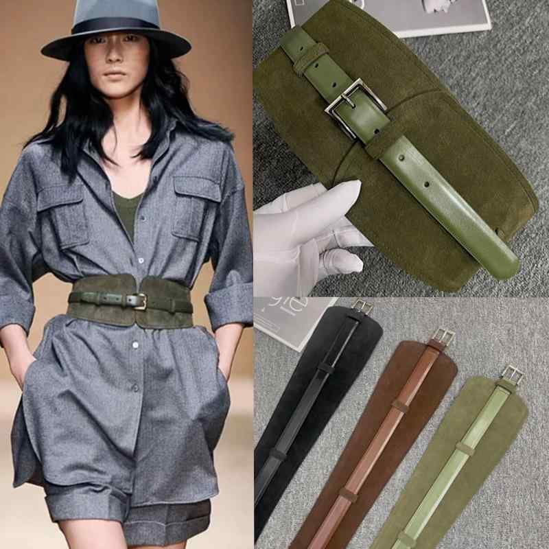 秋冬 レディース 本革 牛革 ワイドベルト ビンテージ ファッション ニット スカート コート コーディネート しやすい 軽量 暖か スタイリッシュ ハイウエスト デザイン