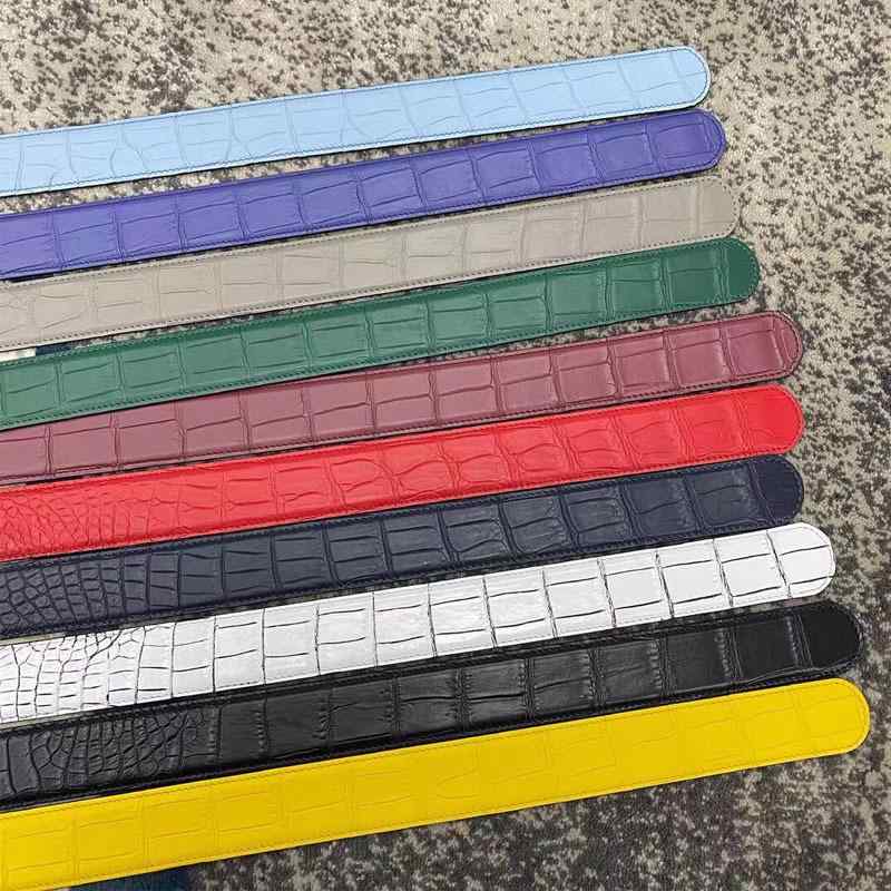 ベルト メンズ ワニ革 本革 腹皮 マット仕上げ カラフル カジュアル ファッション 革ベルト 腰回り スタイリッシュ デイリー アクセサ..