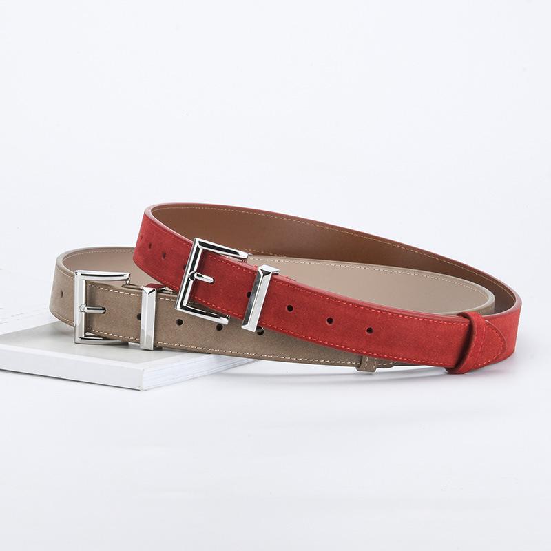 レディース ベルト レトロ マット加工 スエード風 本革 高級感 腰帯 セーター スカート デニム コーデ 百搭 秋冬 通勤 カジュアル