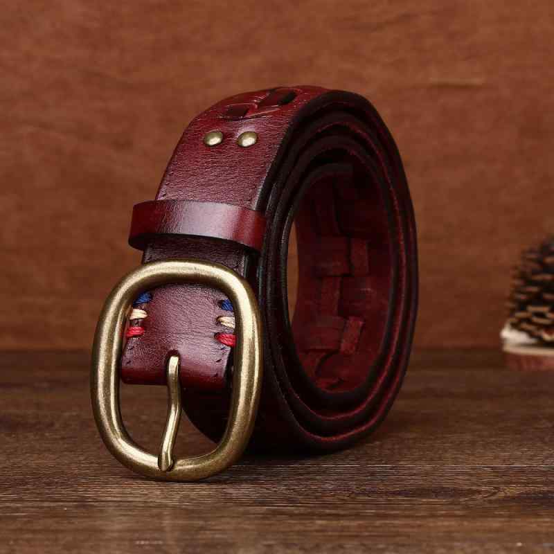 ベルト メンズ 本革 編み込み レトロ 穴不要 銅バックル アウトドア タクティカル カジュアル トレンド 個性的 スタイリッシュ 耐久性 快適 ファッション 通勤 レジャー