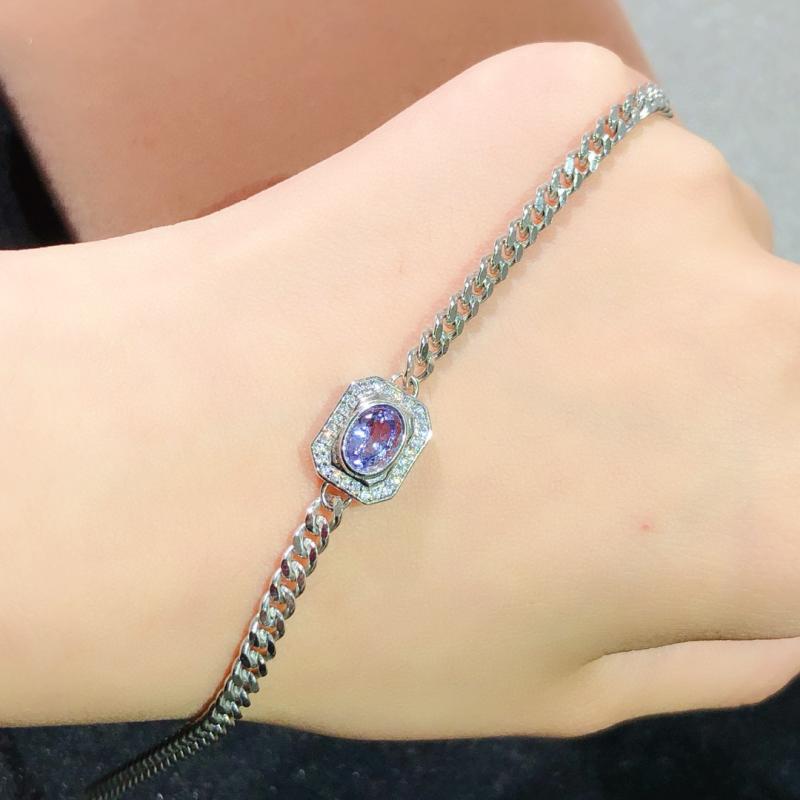ブレスレット ウィメンズ 天然タンザナイト S925シルバー 嵌め込み 主石 天然石 宝石 アクセサリー フ..
