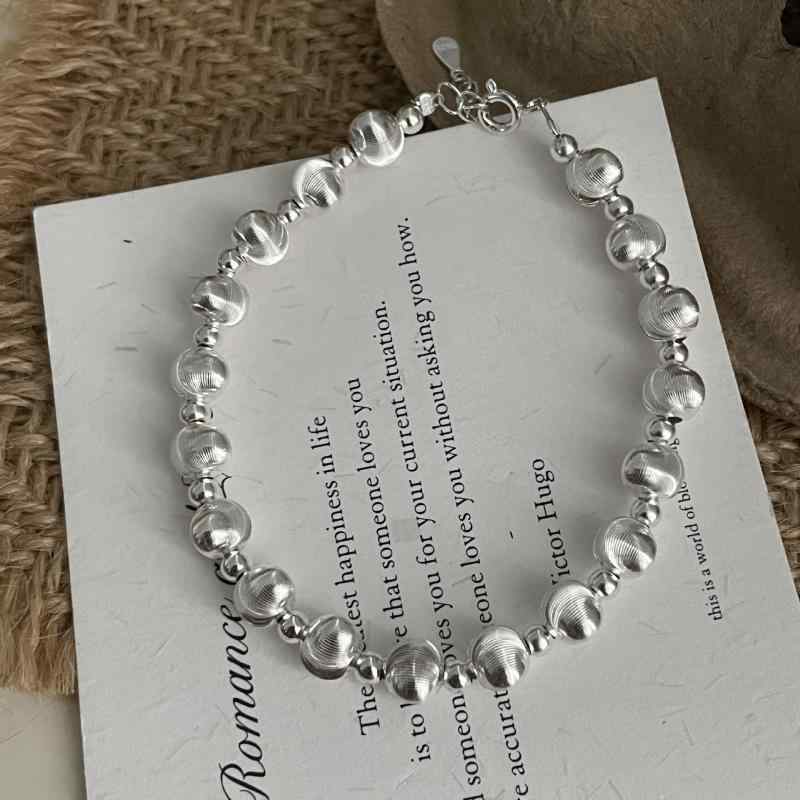 レディース 鎖骨チェーン 猫眼石ビーズ 925シルバー ブレスレット 韓国風 復古 簡約 おしゃれ 個性 ア..