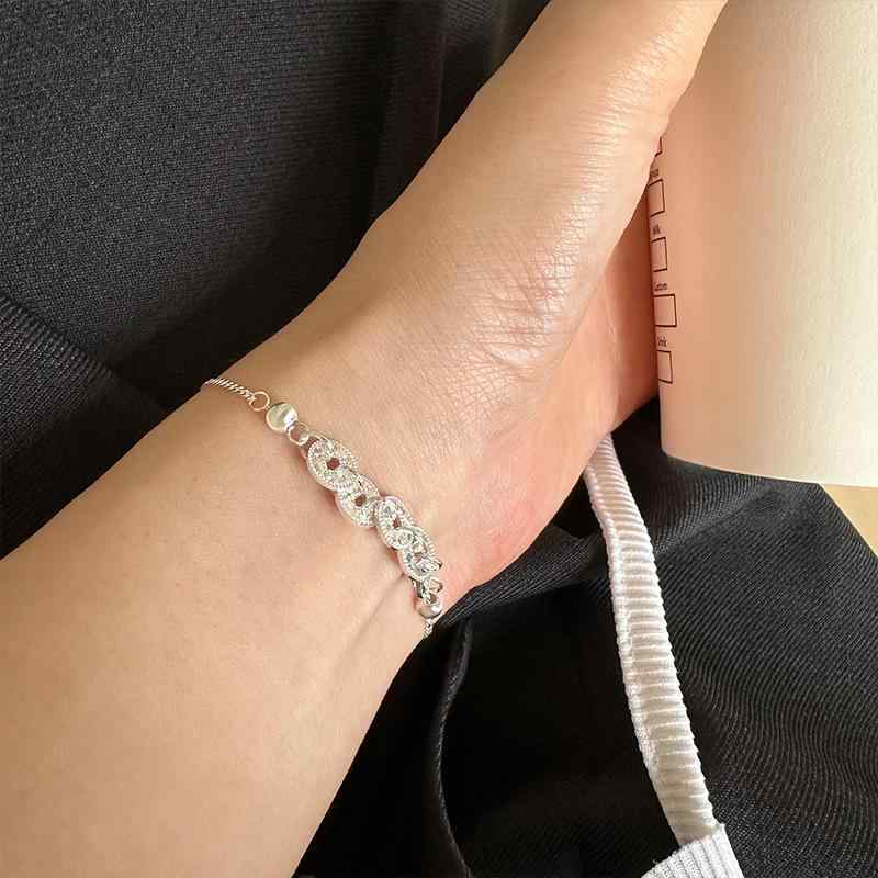 ブレスレット レディース 純銀 コイン キャッツアイ ビーズ 中国風 シンプル デザイン きらめき 花球 ..